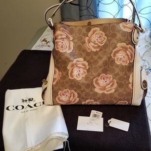 Coach Signature rose print edie shoulder purse
